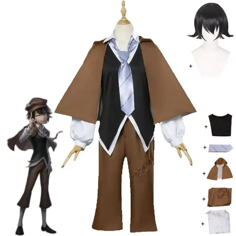 2025 aaa 애니메이션 뱅고 스트레이 도그스 에도가와 람포 코스프레 의상 무기 탐정사 유니폼 숄 가발 남녀 할로윈 파티