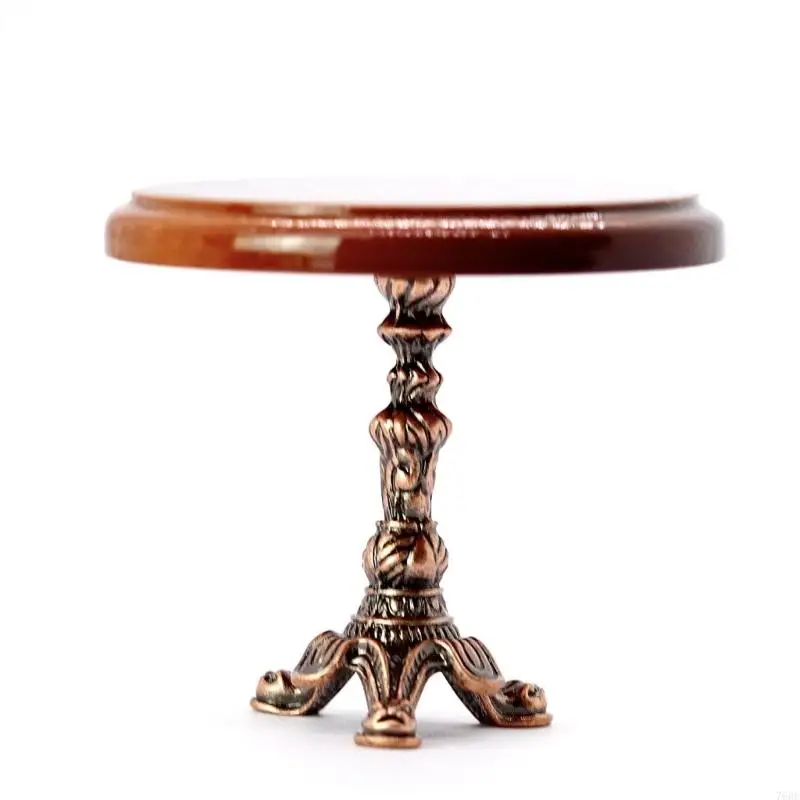 76HF Retro Miniature Dollhouses Living Room Table 4 Seats Alloy Dining Set