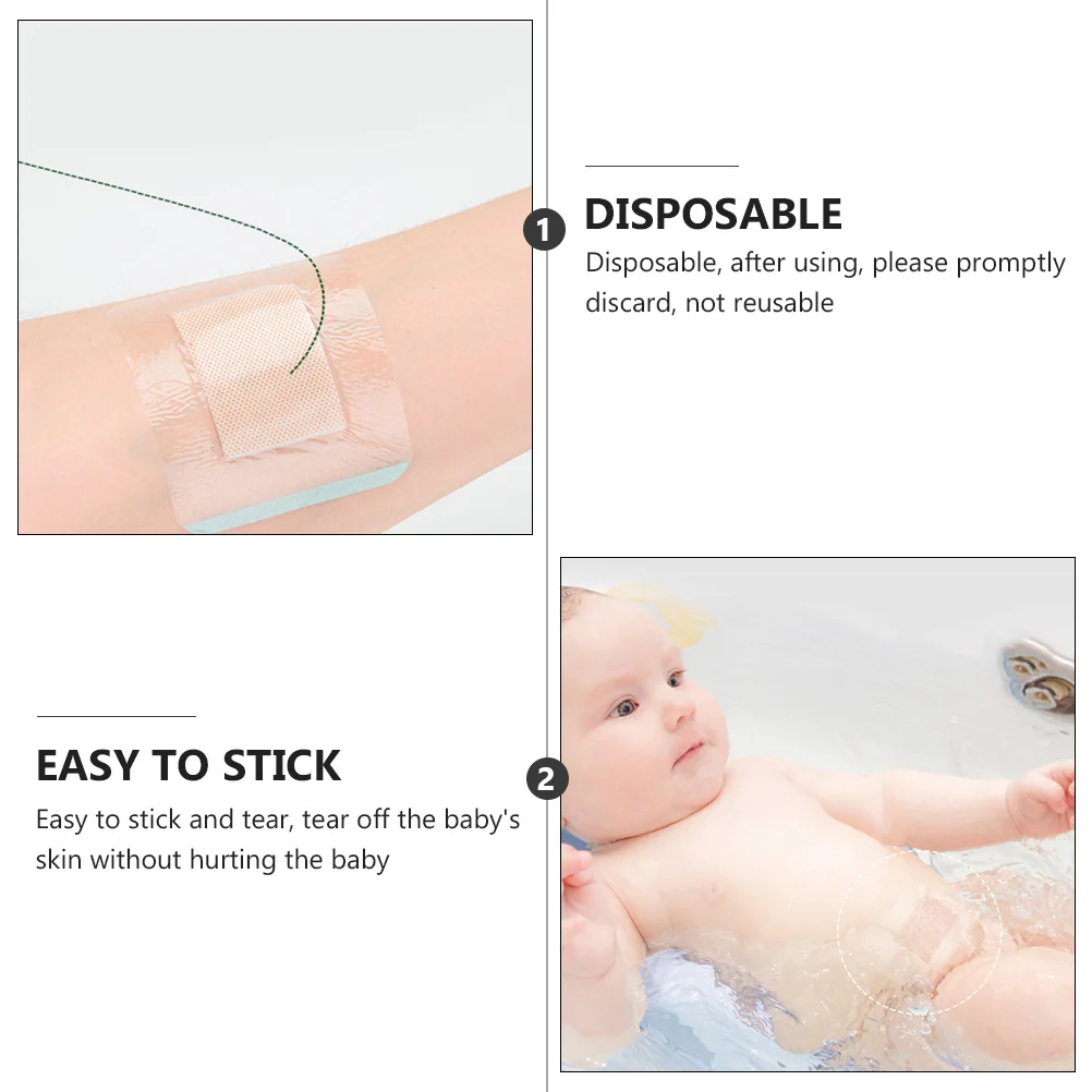 50 pçs bebê umbigo remendo à prova dwaterproof água umbigo adesivos para crianças infantil branco transparente protege o cordão umbilical mantém seco