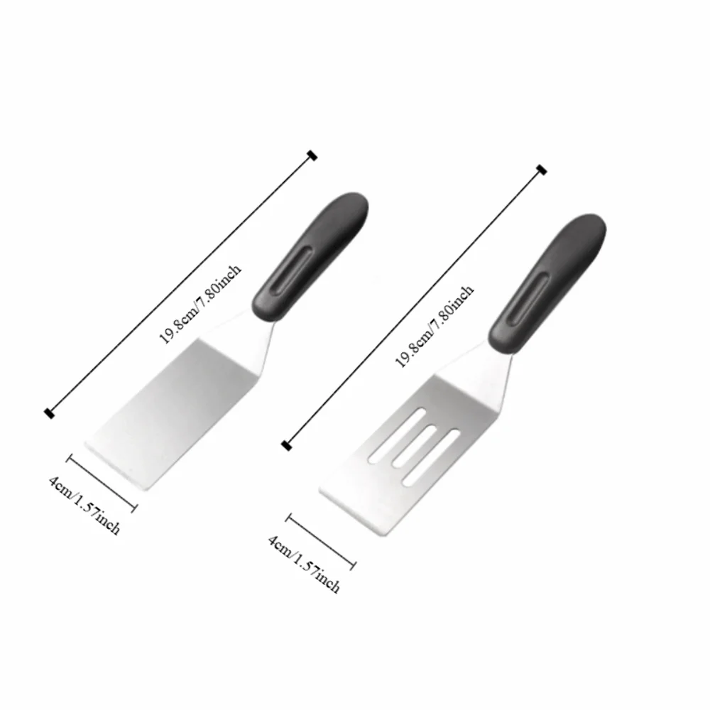 Stainless Steel Grill Spatula Anti-scald Handle Hollow Design Teppanyaki Spatula Mini Rectangle Pie Server Spatula Tiramisu view 6