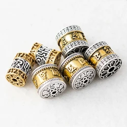 5Pcs Antique Silver Gold color Cylinder Loose Bead European Big Hole Spacer Beads for DIY Jewelry Making Charms Bracelet Finding