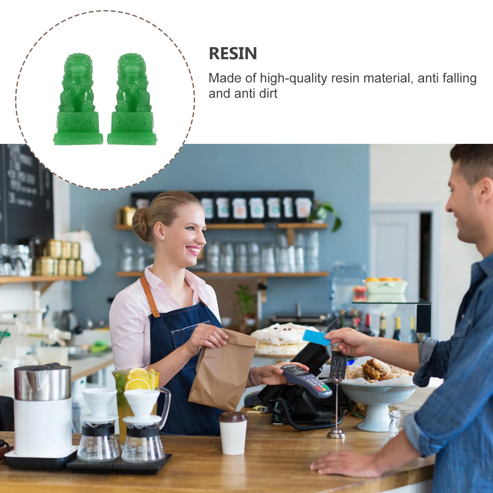 

2Pcs Mini Resin Lion Decoration Green Vivid Auspicious Feng Shui Desktop Adornment Home Office Decor Lion Statue Decor