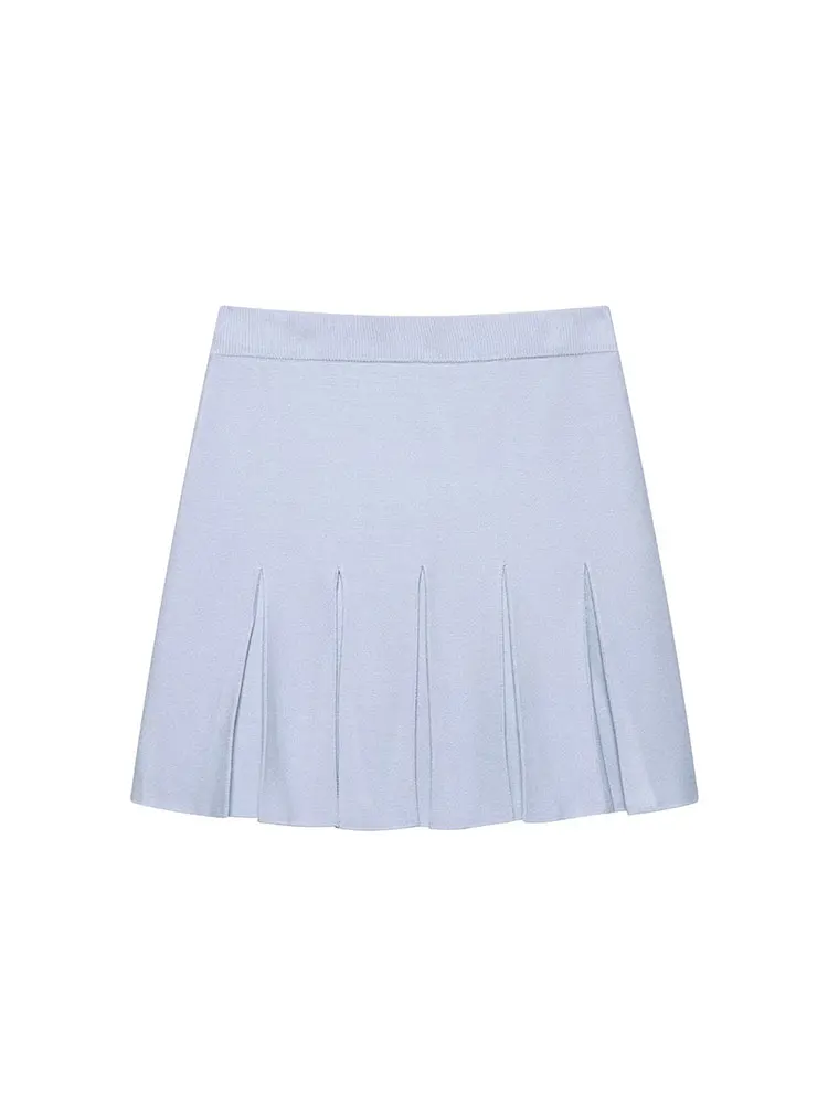 Setelan Wanita Solid Chic Kasual Musim Panas 2025 Atasan Lengan Pendek Leher-o Perhiasan Rok Ramping Mini Setelan Rajutan Fashion Baru