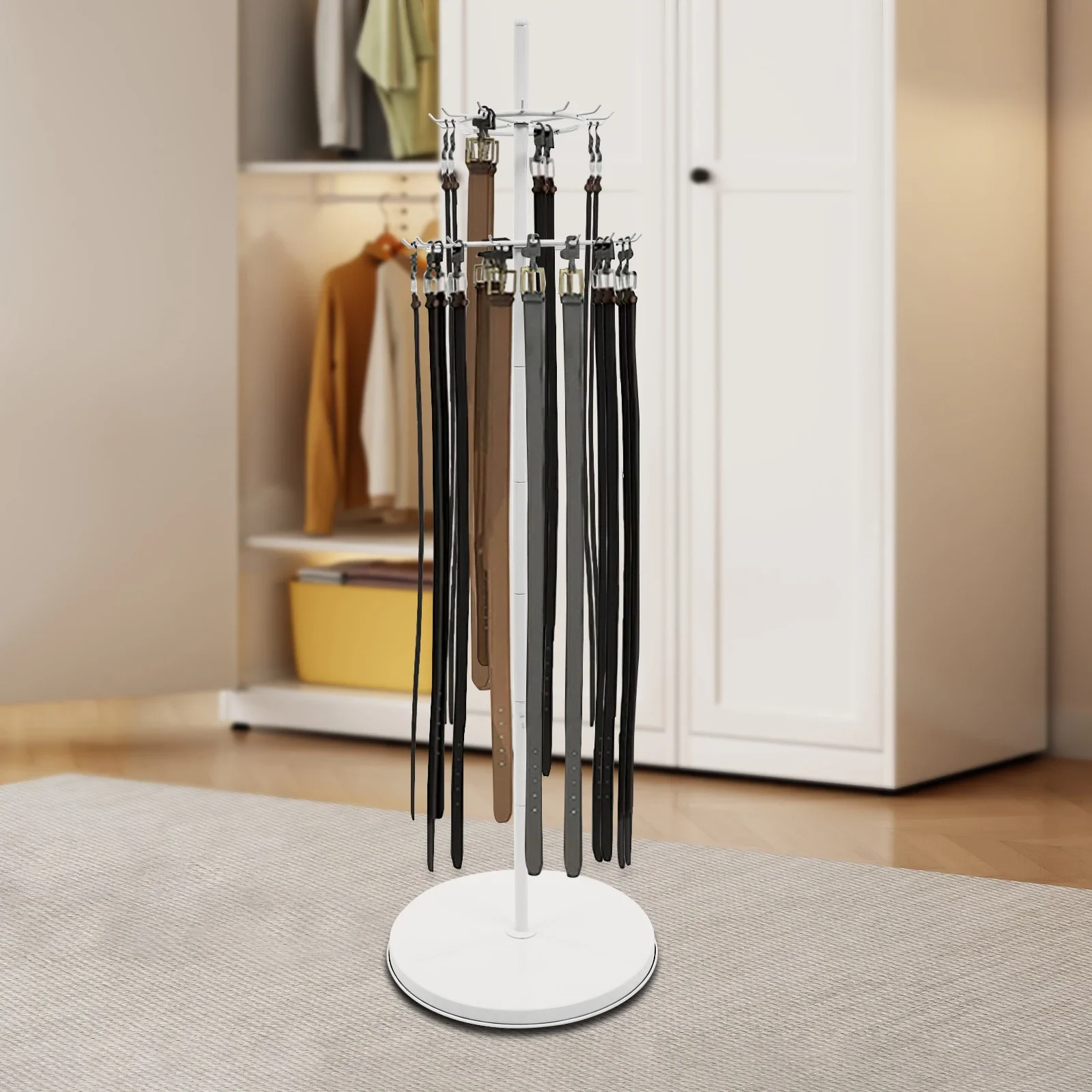 2-уровневая вешалка для галстуков, напольная подставка, вешалка для ремня, полка для дисплея, 31 крючок, регулируемые ножки