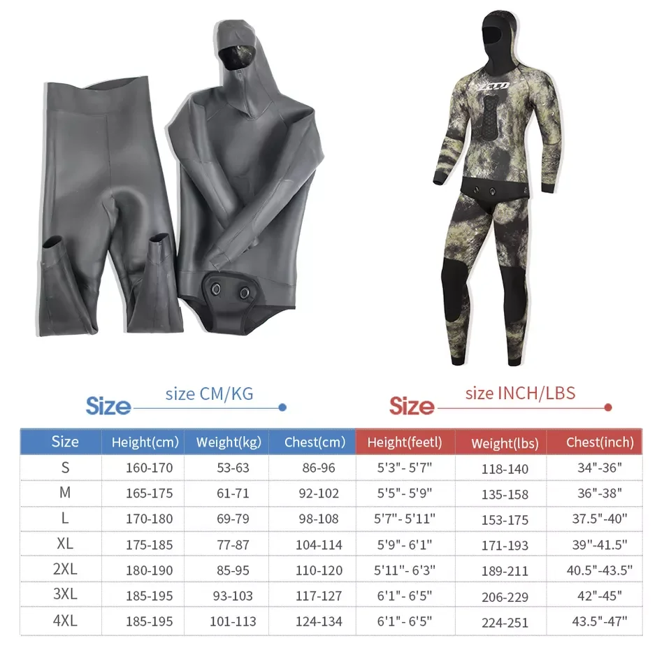 Custom Two Piece Diving Suit 3.5Mm Men's And Women's 3Mn Wetsuits Zipperless Spearfish Wetsuit