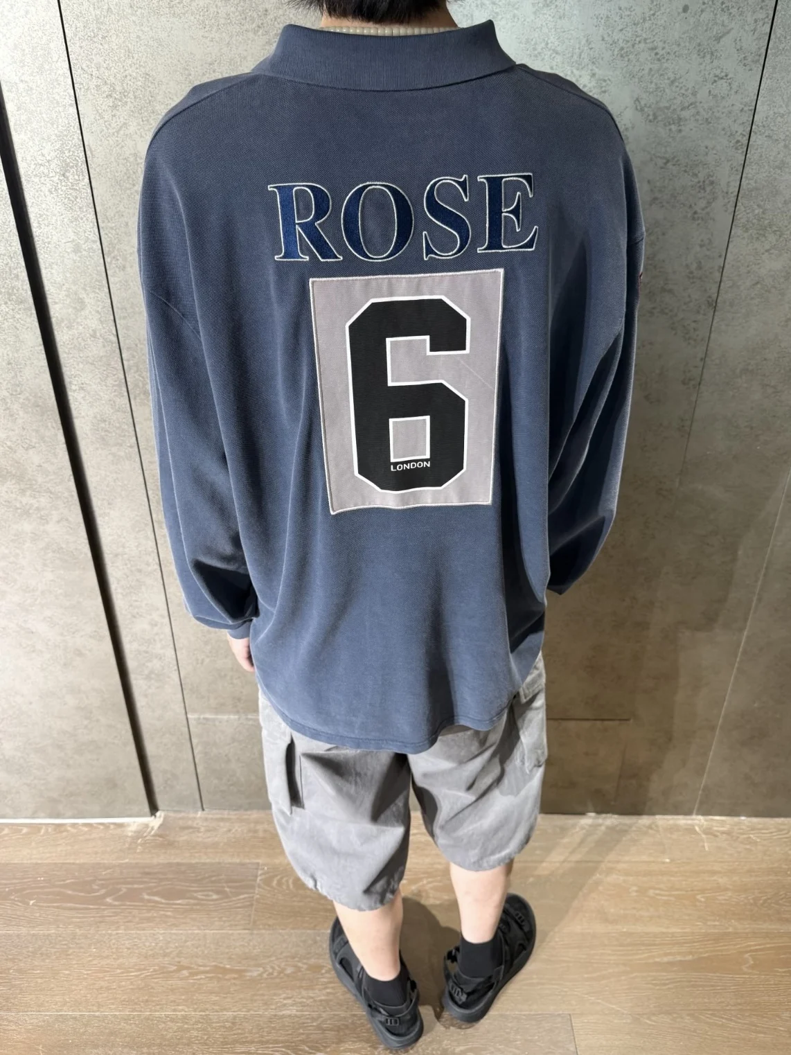 Martine Rose SS26 Vintage 6 Patchwork Embroidery Blue  Shirt Washed Long Sleeve Loose Fit Cotton Casual Style Unisex