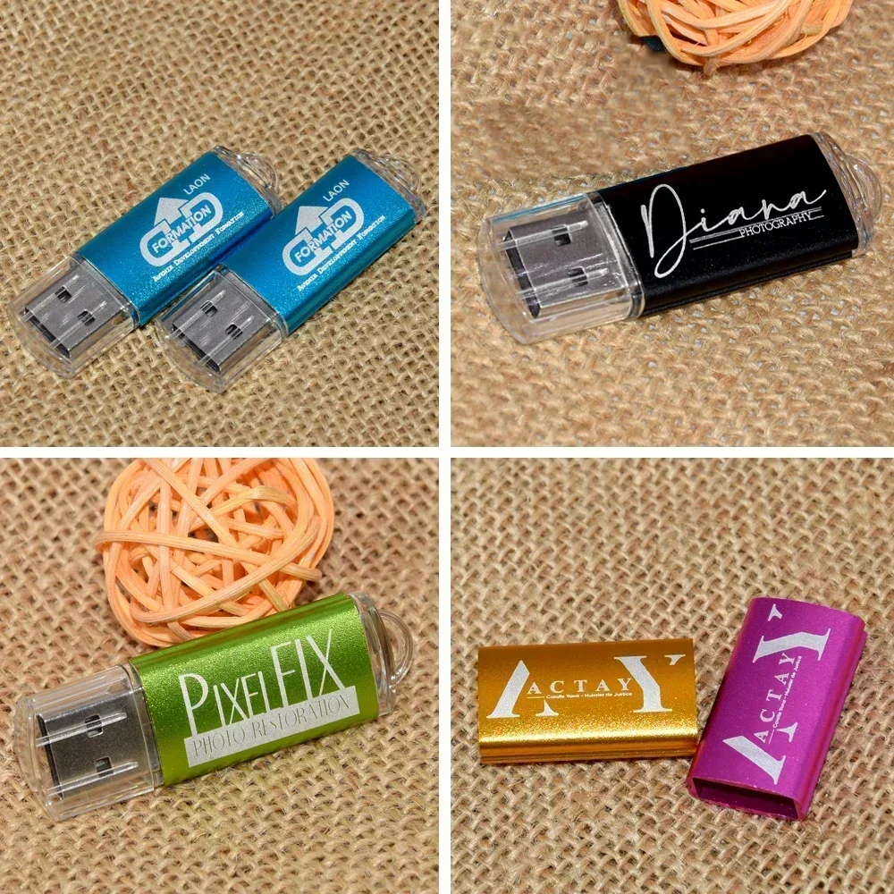 10 개/몫 다채로운 새로운 USB 플래시 드라이브 64gb 32gb pendrive 2.0 4gb 8gb 펜 드라이브 PC 사진 무료 사용자 정의 로고 usb 스틱