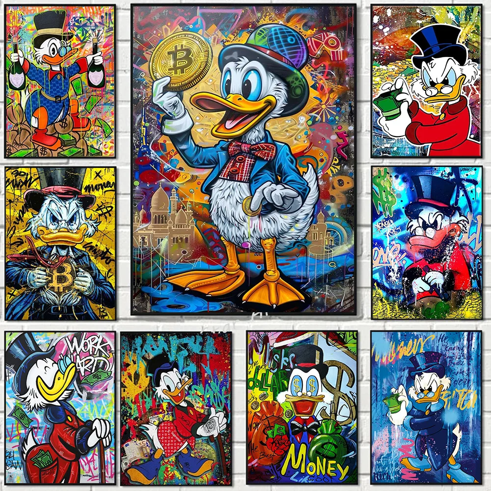 

Fashion Graffiti Wall Art Donald Duck Prints Poster Canvas Painting Street Art Pictures for Living Room Kids Room Home Decor