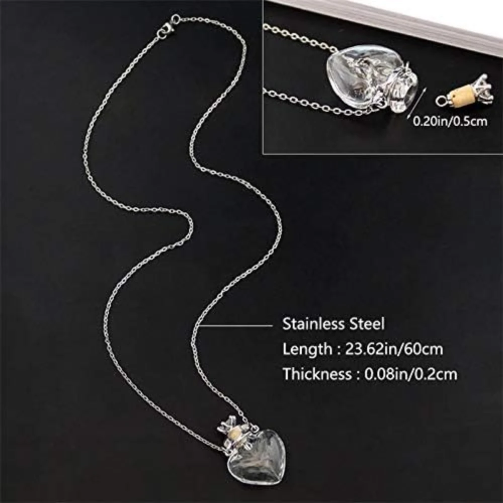 IVYRISE Transparente herzförmige Glasanhänger Parfüm ätherisches Öl Wunschflasche Frau frische süße Halsketten Schmuck Geschenk – Detail 5