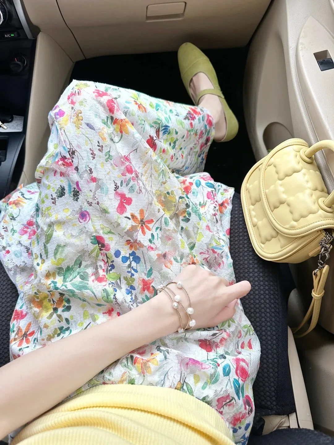 High Waist Floral A-Line Midi Skirt White Women's Summer New Style Slimming Half-length Skirt MARIE  Brand Versatile Style