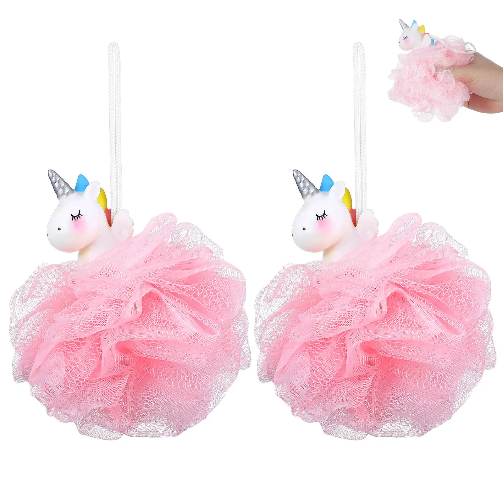 

2Pcs Unicorn Loofah Kids Bath Sponge Soft Shower Scrubber Body Wash Ball Kids Girls Bath Exfoliating Unicorn Loofah