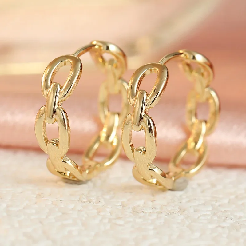 Fashion Chain Hoop Earrings For Women Link Connection Design Minimalist Earrings For Daily Commuting And Streets Wear