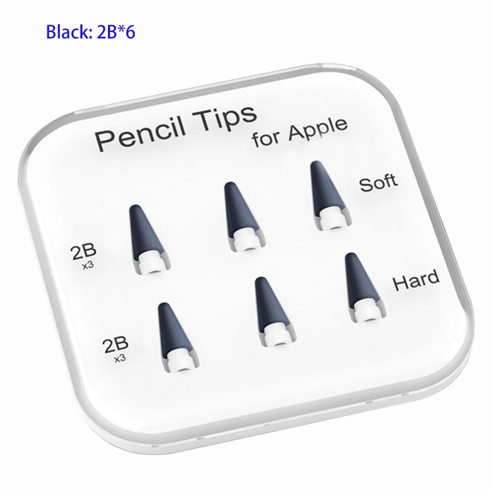 Peilinc Pencil Tips for Apple Pencil 1st / 2nd Generation, 2B Soft Double-Layered iPad Pencil Tip, White & Black Stylus Nib