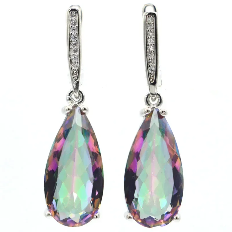 925 SOLID STERLING SILVER Earrings 8g Unheated London Blue Topaz Tsavorite Garnet Pink Morganite White CZ High Trendy Polished