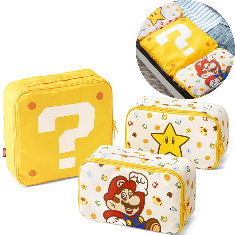 3 pezzi Super Mario Bros Borsa da viaggio Anime Bagagli di grande capacità Abbigliamento Borsa portaoggetti per biancheria intima Borsa per