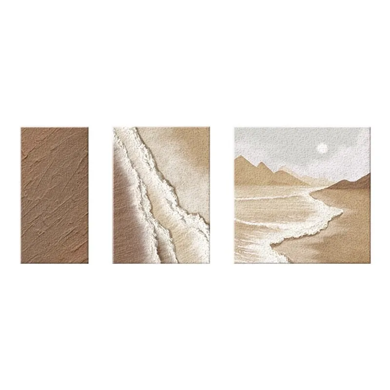 

Cream wind living room decorative painting triptych atmospheric wave texture sofa background wall hanging painting simple