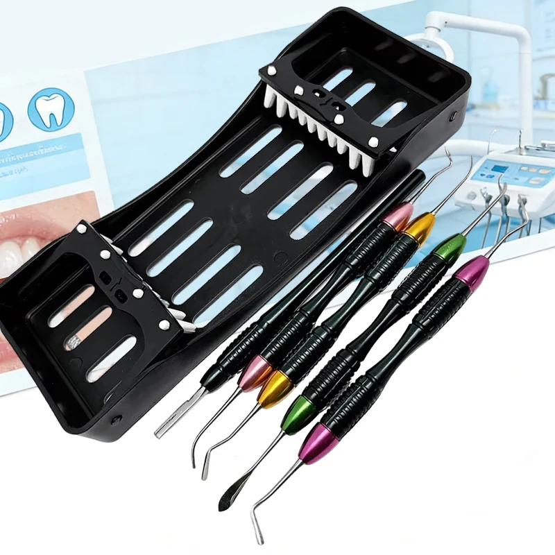 

Dental Composite Resin Filling Spatulas Aesthetic Restoration Scalpel Handle Set with Disinfection Box stainless steel Dental