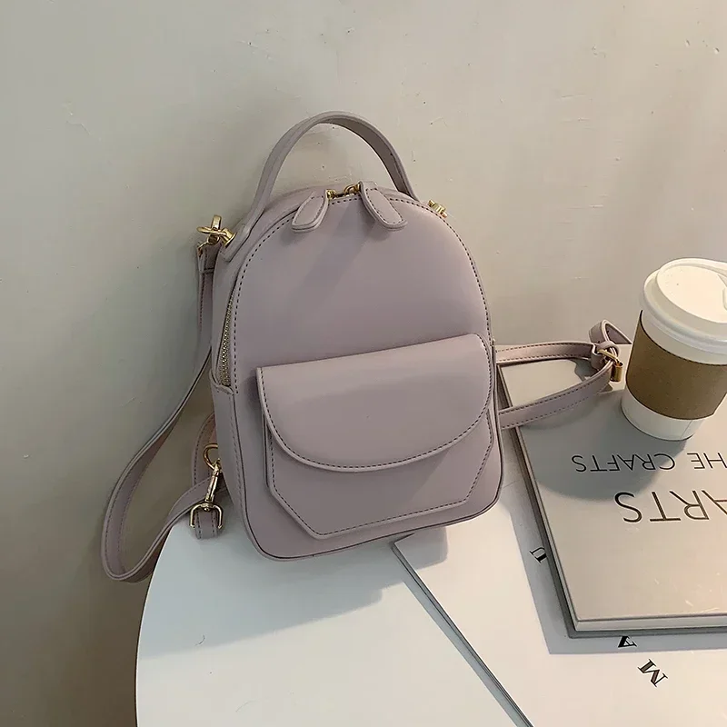 

Women's Backpack Mini Softback PU Material Backpack Cute Solid Color Bag College Student Backpacks Handbag