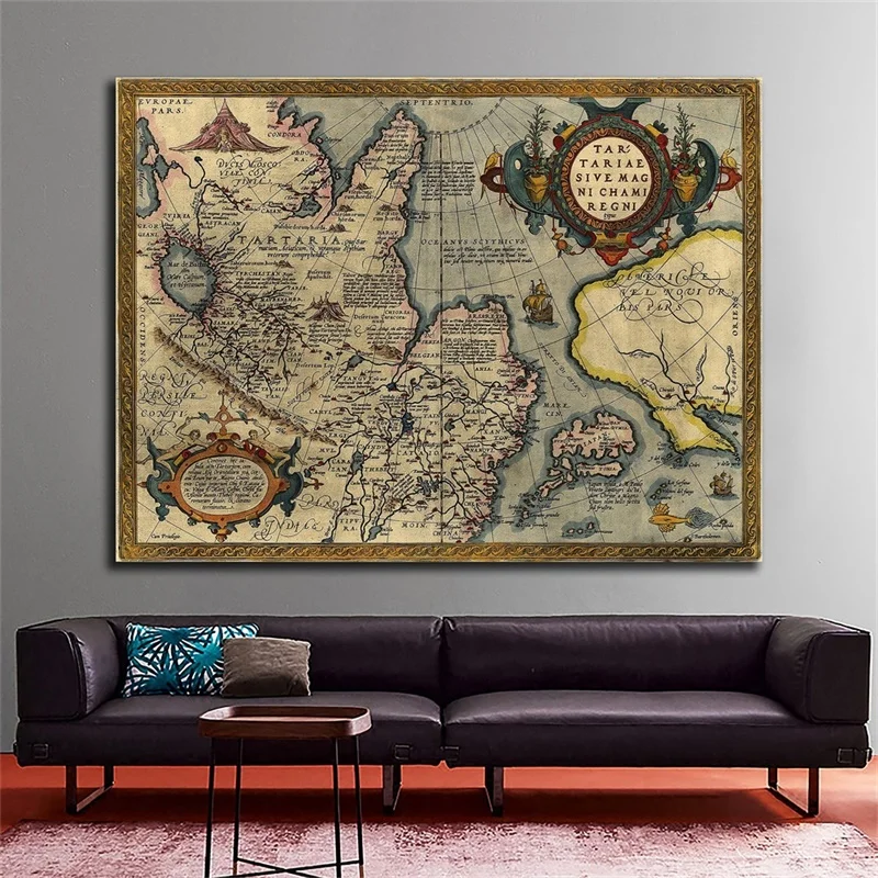 レトロな世界地図のキャンバス絵画,ヴィンテージのポスター,壁の芸術の写真,リビングルーム,家の装飾,不織布カード,150x100cm