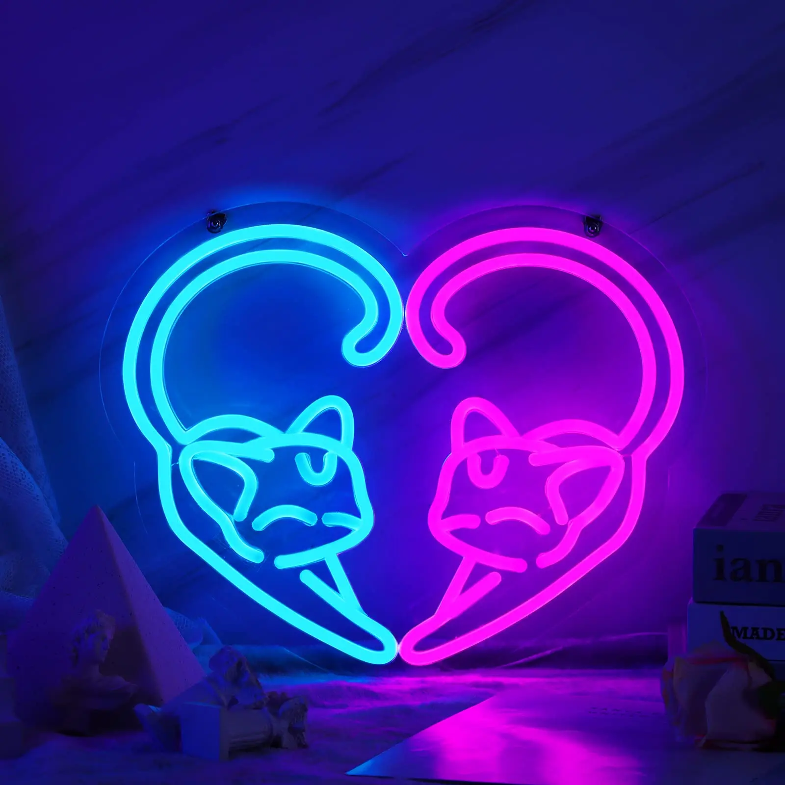 

Cute Cat Neon Sign, Led Neon Lights Wall Decor for Cat Lover Bedroom Game Room Decor, Sailor Moon Neon for Girl's Birthday Gift