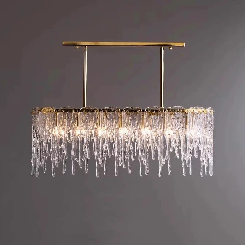 

American brass aqua glass chandelier, dining room decorative lamp, E14 bulb Metallic lustre, for living room ceiling decoration