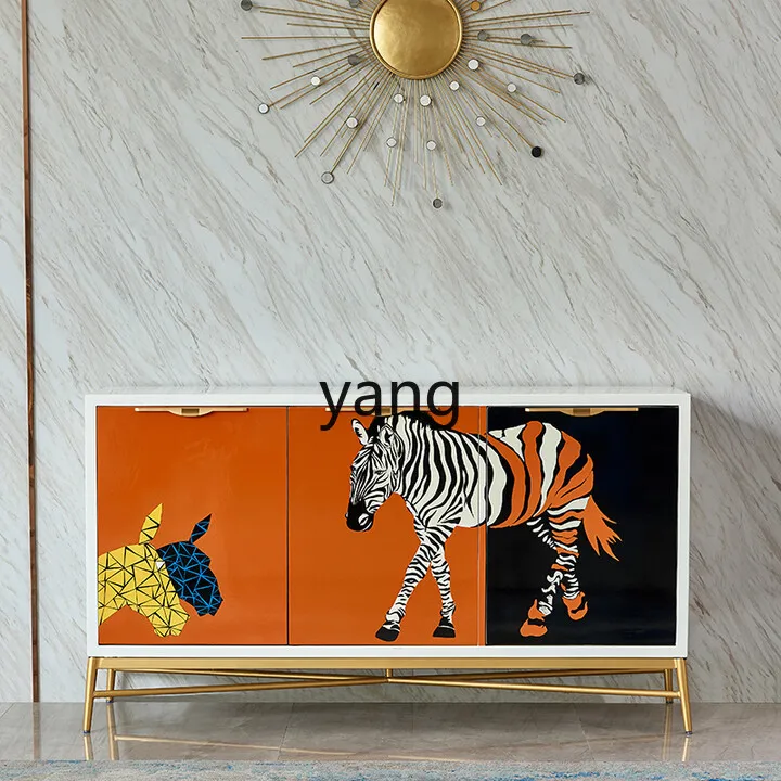 

LZR light luxury painted zebra dining side cabinet original living room storage side cabinet