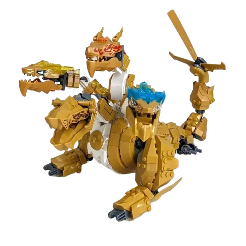 

Lloyd Golden Ultra Dragon Building Blocks 71774 Four-Headed Dragon Mech Figures Bricks Toys Children Gifts