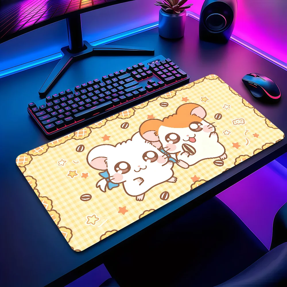 Cute Hamtaro Kawaii Mouse Pad Large Non-slip Lockedge Desktop Computer Desk Mat Keyboard Writing MousePad Office Gamer Student