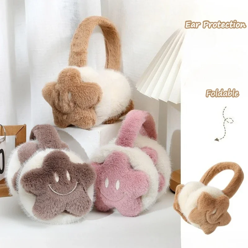 Star Earmuffs Lightweight Winter Earflap Unique Adjustable Soft Plush Cartoon Retractable Warm Ear Protection For Casual Wear