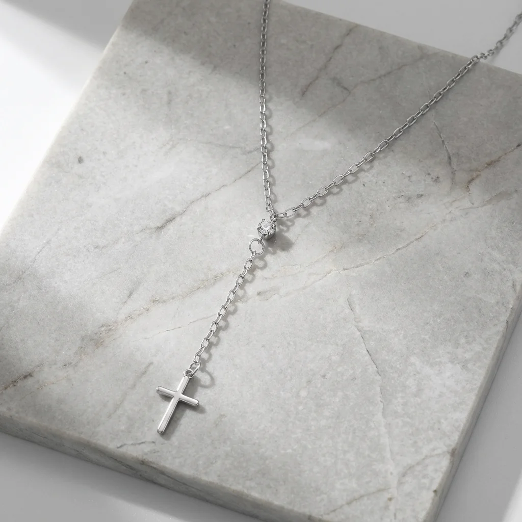 Vintage Silberfarbene Totenkopf-Kreuz Y-Halskette für Frauen Gotischer Grunge Langer Kettenanhänger Y2K Ästhetik Accessoires Schmuck Geschenk – Detail 4