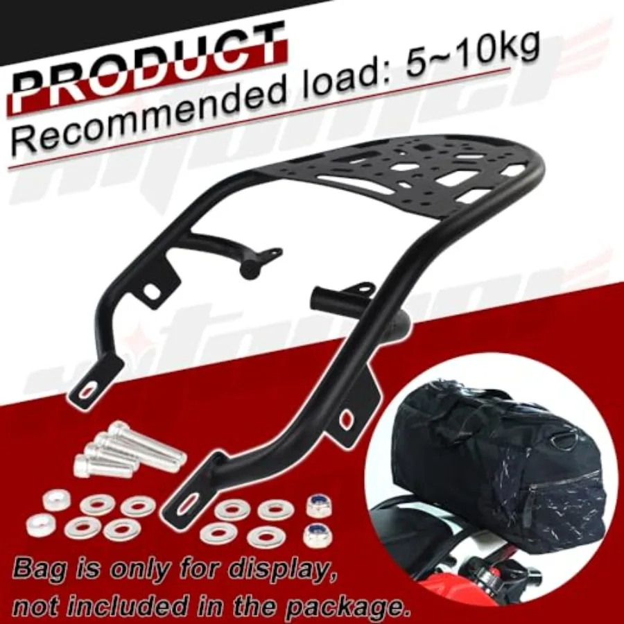 Gepäckträger hinten, kompatibel mit XR150L Motorrad 20142024, für verbesserte Frachtkapazität und Satteltaschenunterstützung, langlebiges Metall Co