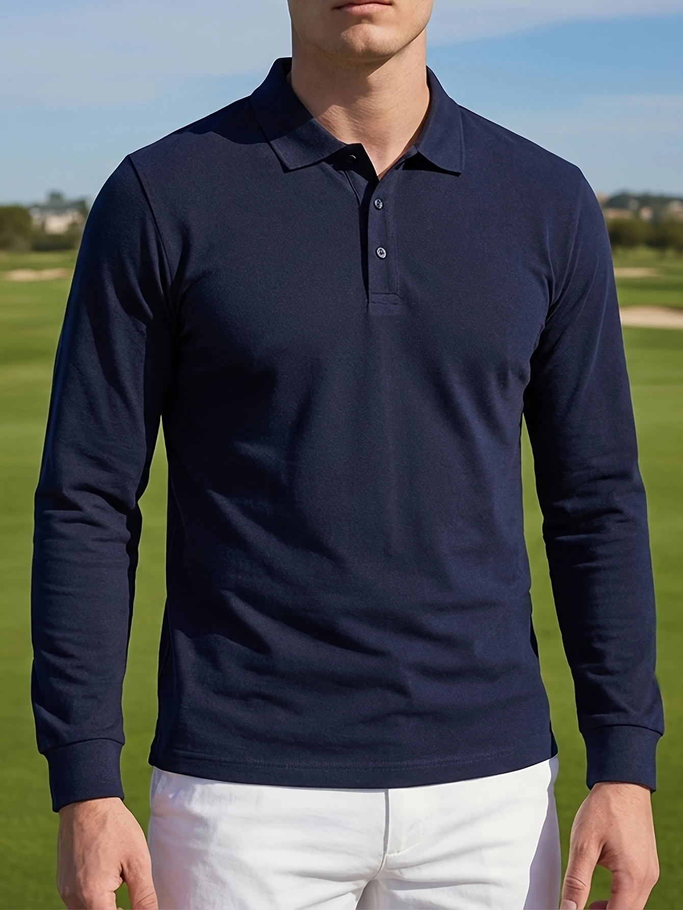 Long Sleeved Polo Shirt, Autumn Men's Business Casual Shirt, All Season Universal Golf Polo Shirt, Classic Solid Color T-shirt
