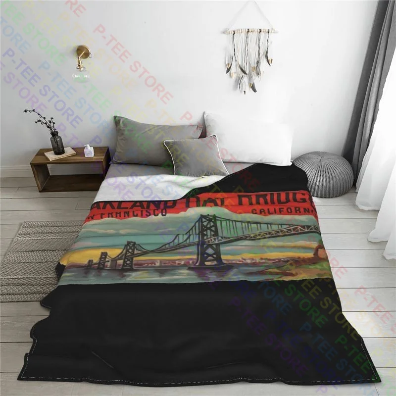 Oakland Bay Bridge San Francisco Travel Decal California Blanket Plush Four Seasons Skin Friendly