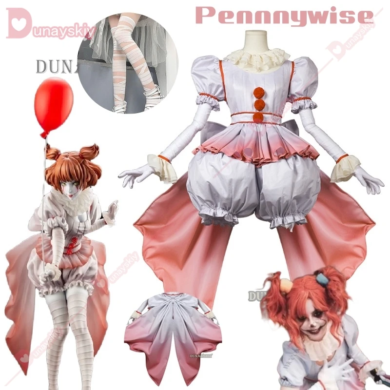 Pennnywise Cosplay Joker's Return to the Soul Costume Horror Girls Dress Up Dress Lolita Bloomers Suits Halloween Clown Gown