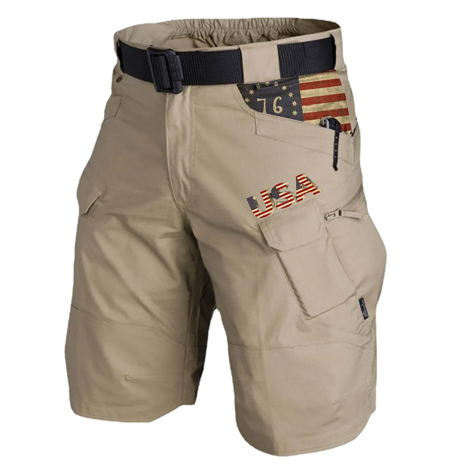 

Men's Cargo Shorts Cotton Linen Wear-resisting Multi-Pockets printing shorts Casual Outdoors Loose Hiking Trekking Sweatpants