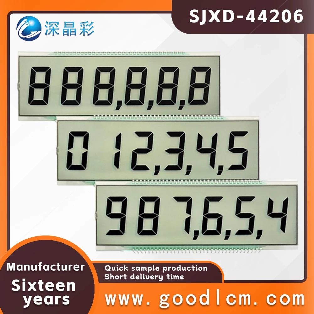 

long strip screens with 8-character digital display, SJXD-44206 high contrast TN segment code screen With decimal point