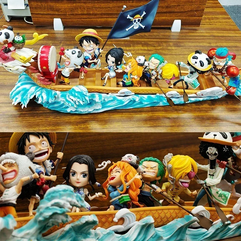 36-90cm One Piece Anime Figure Straw Hat Pirates Dragon Boat Luffy Nami Zoro Sanji Brook Robin Usopp Chopper Franky Model Gift