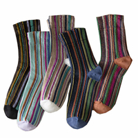 3 Pairs Korean Style Women Socks Stripes College Long Autumn Winter Cotton Socks Foot Comfort Personality Girl Vintage Sokken