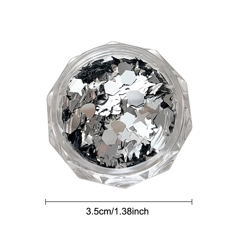 1-pot glanzende zilveren pailletten mix vormen sterrenlicht liefde vlinder ster slice nail art stickers stickers manicure paillette charmes