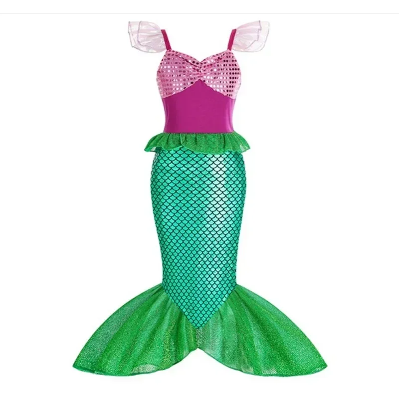 Little Mermaid Princess Dress for Girls Halloween Cosplay Ariel Costume Children Carnival Birthday Party Clothes 3-10 Years