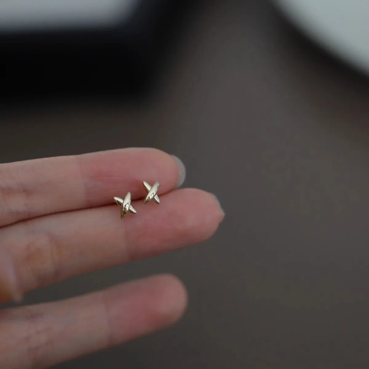 

925 Sterling Silver Plated 14k Gold Minimalist X Versatile Stud Earrings For Women Casual Student Jewelry