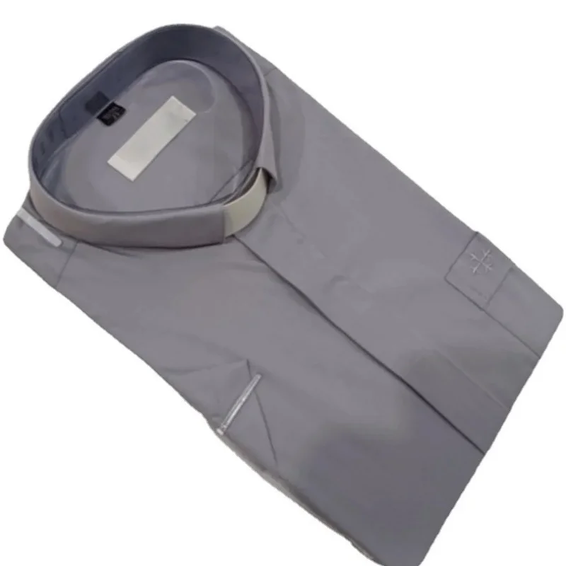 Camisa Clerical de Manga Corta para Hombre, Cuello de Solapa, Tops Católicos, Pastor, Predicador, Ministro, Sacerdote, Camisas de Disfraz, Tops para Hombre