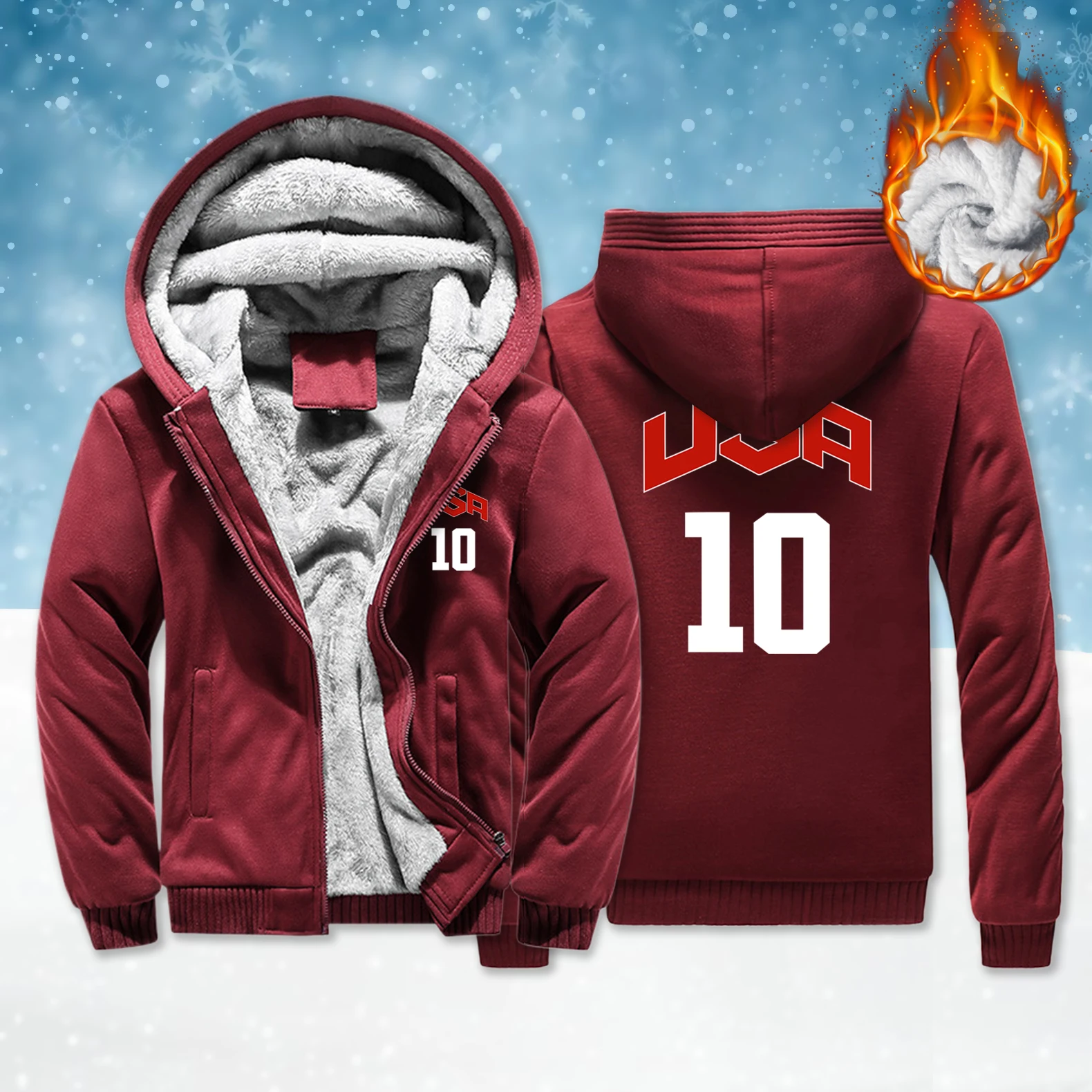 

Usa 10 Art Letters Zipper Pocket Coat Man Fashion Long Sleeve Casual Soft Retro Hoodies Unisex Winter Thicken Fleece Clothing