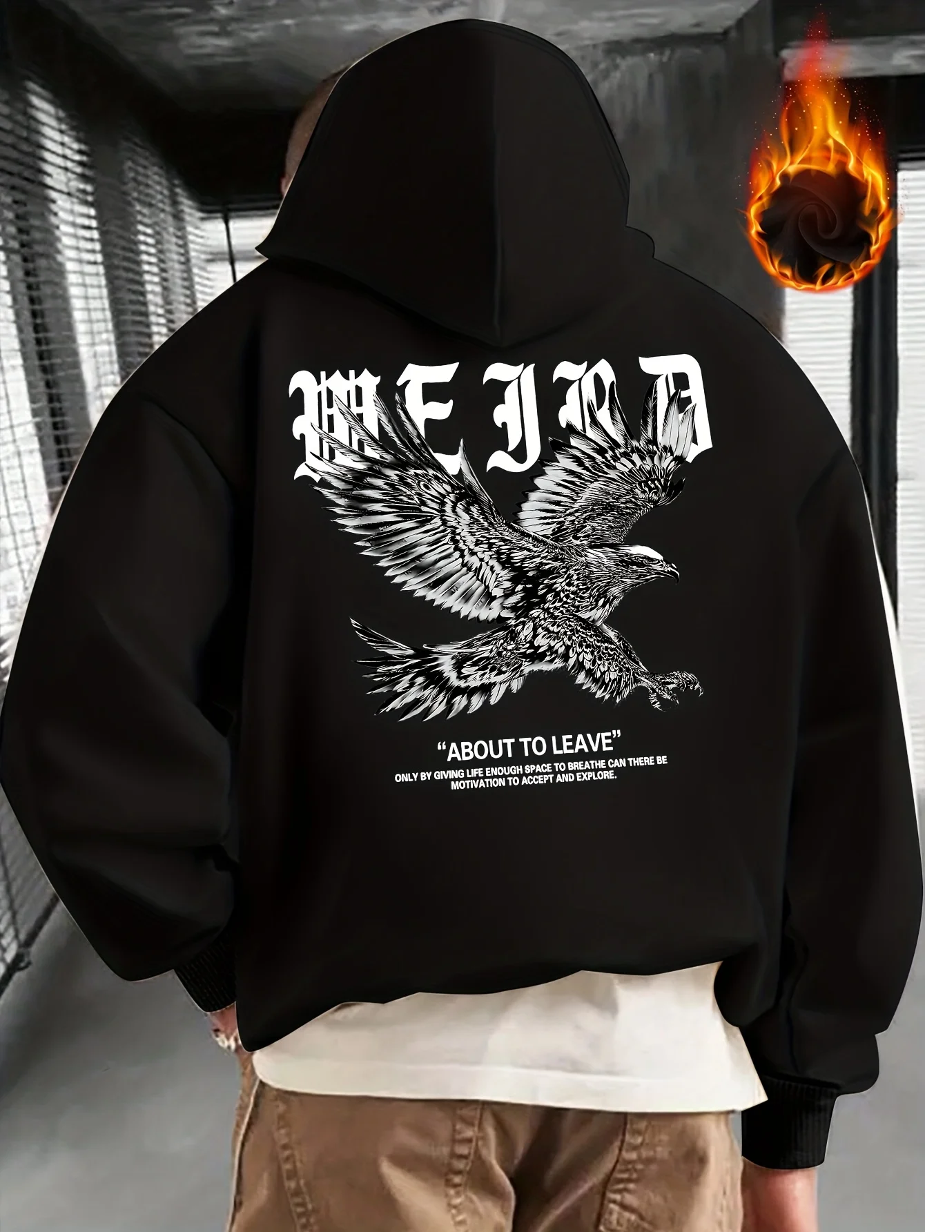 Men's Gothic Eagle Print Hoodie 