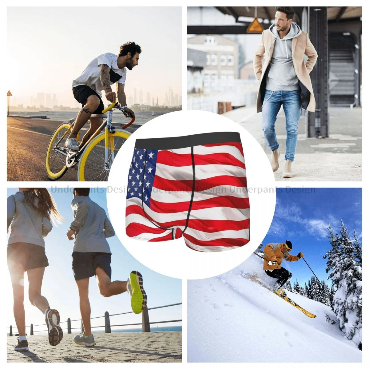 American National Flag Underpants Breathbale Panties Man Underwear Sexy Shorts Boxer Briefs