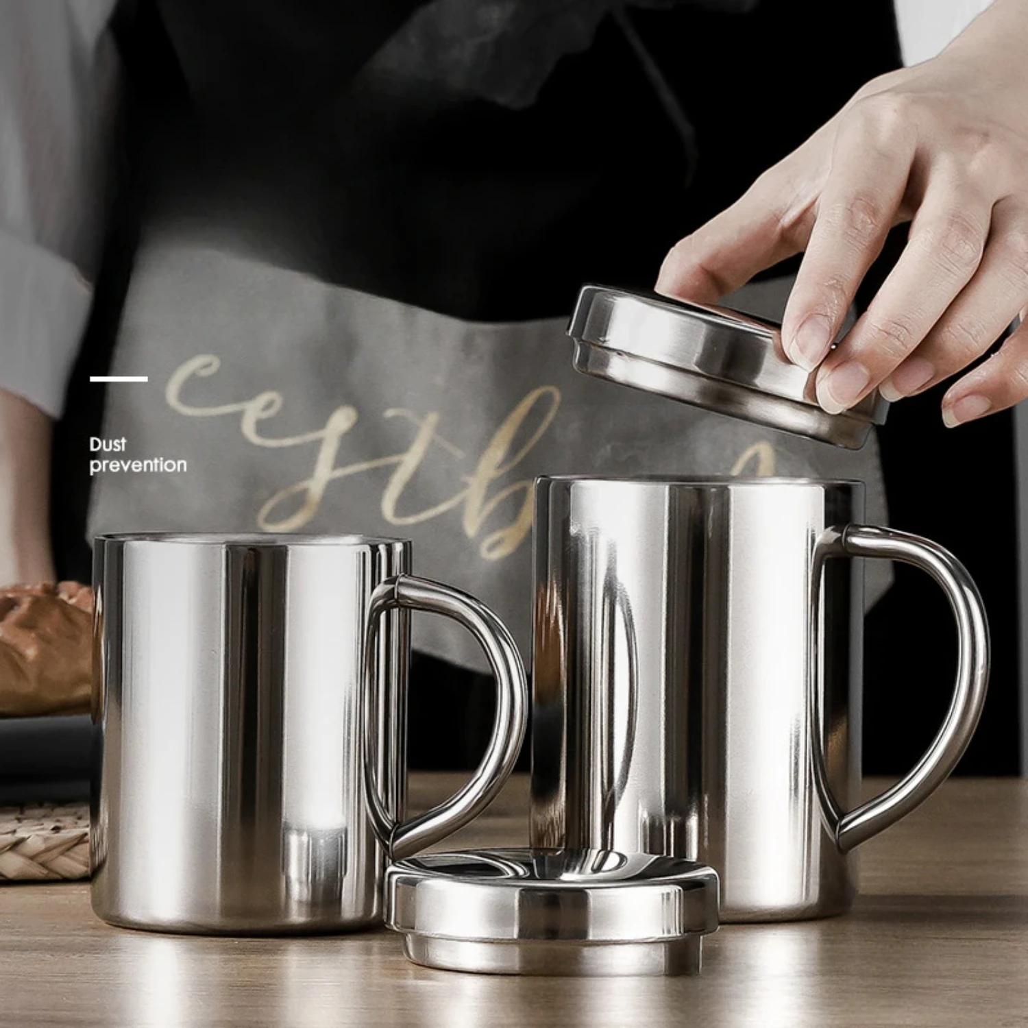 Elegant Stainless Steel Coffee Mug with Lid, Portable Travel Tumbler, 260/400ML Capacity, Office Water Jug, Milk Tea Cups, Perfe