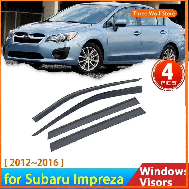 Дефлекторы для Subaru Impreza Sedan GP 2012 ~ 2016 2015 2014 2013, аксессуары для автомобиля, козырек от дождя, защита для бровей, автозащита Дефлекторы для Subaru Impreza Sedan GP 2012 ~ 2016 2015 2014 2013, аксессуары для автомобиля, козырек от дождя, защита для бровей, автозащита