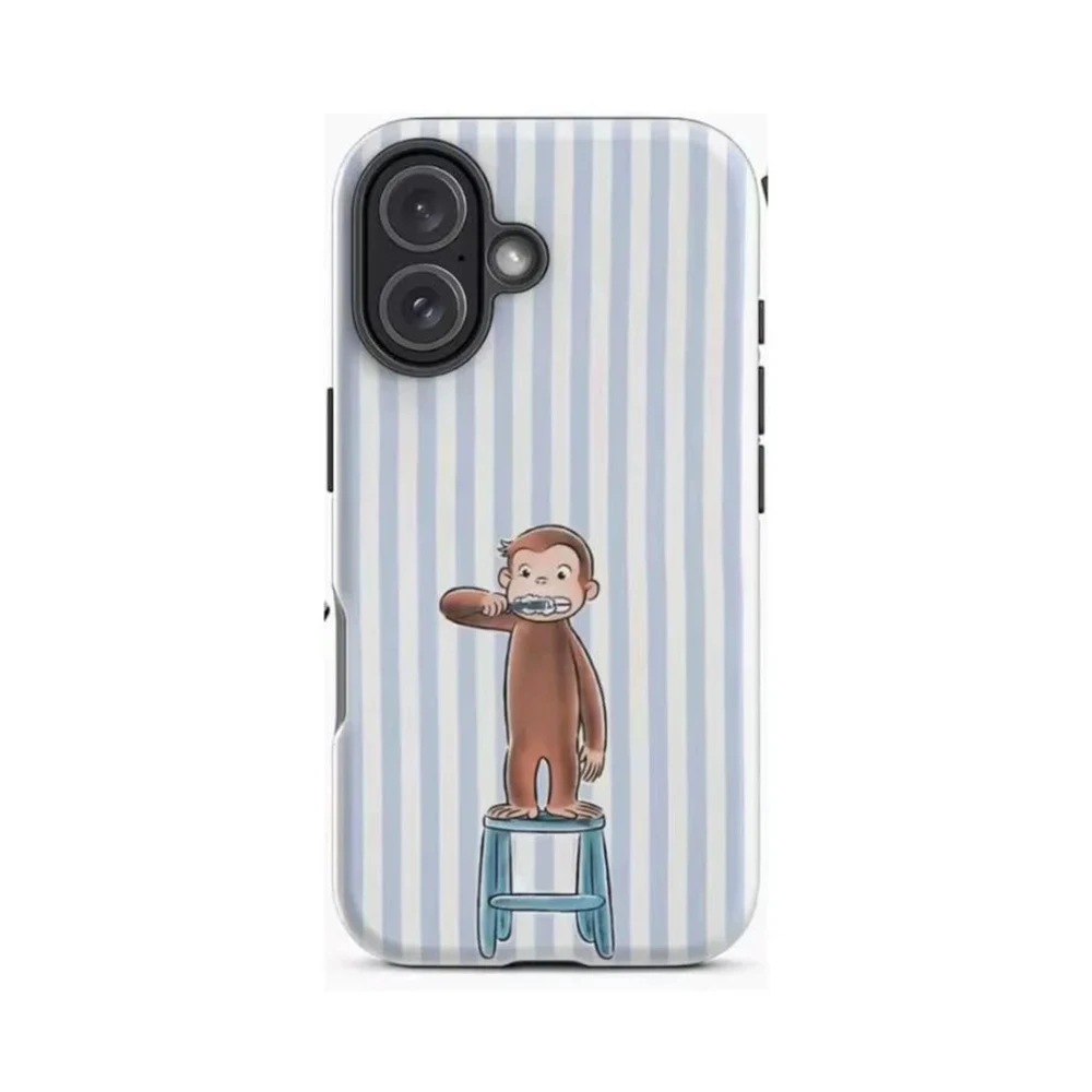 Luxuriöse Clmj Niedliche Affen Curious George Handyhülle für iPhone 17 16 15 14 13 12 11 X XS Air Pro Max Plus Doppelschichtige Rückabdeckung – Detail 5