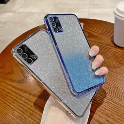 For OPPO A74 4G Case OPPO A95 4G OPPO F19 F19S Reno 6 Lite Phone Case Shiny Glitter Plating Silicone Camera Lens Soft Back Cover