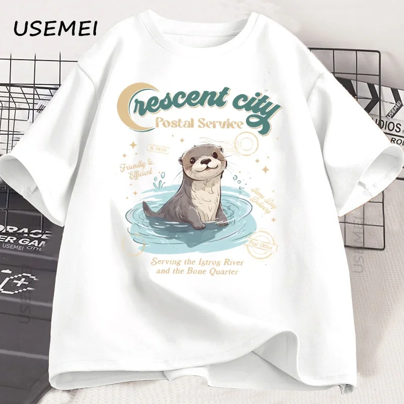 

Crescent City Postal Service T-Shirt Men Women Otter Service Tshirt Ruhn Danaan Bookish T Shirt Harajuku Graphic Tees Clothes
